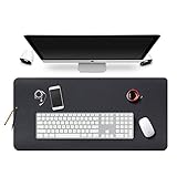 Office Desk Pad Gaming Mouse Mat - Desk Decor Non-Slip Spill-Resistant, Thick Extended PU Leather Desk Blotter 31.5×15.7in (Black)