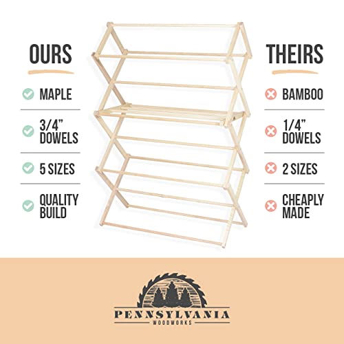 Pennsylvania Woodworks Clothes Drying Rack Solid Maple Hard Wood