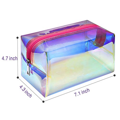 Holographic Makeup Bag, F-color 2 Pack Large Travel Makeup Bag, Fashion Toiletry Bag Cosmetic Organizer for Women, Rose Pink 6 Holographic Makeup Bag, F-color 2 Pack Large Travel Makeup Bag, Fashion Toiletry Bag Cosmetic Organizer for Women, Rose Pink