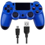 Wireless Controllers for PS4 Playstation 4 Dual Shock,V2 Bluetooth Remote Joystick Gamepad for PC PS Pro Android TV with USB Charge Cable(Blue)