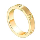 4mm Love Ring - Lifetime Just Love You with Screw Design Rings(Size: 5-10) (Gold, 8)