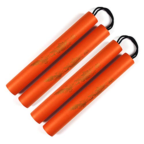MSGumiho Nunchucks Cord Nunchakus Safe Foam Rubber Training with Cord 2PCS for Kids & Beginners Practice and Training (Black&Red) - Thumbnail 7