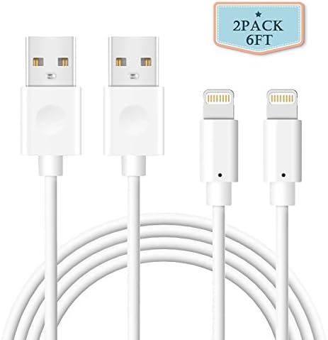 Charging Cable 2 Pack 6ft Rywell Lifetime Guarantee 8 Pin to USB Lightning Cable Data Sync Cable Charger for Apple iPhone 7 7Plus 6 6s 6 Plus 5 5s SE iPad iPod Touch (White)