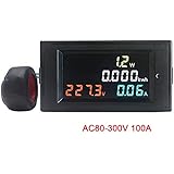 KETOTEK Digital AC Voltmeter Ammeter HD color LCD 80-300V 0-100A Watt Power Energy Meter Monitor