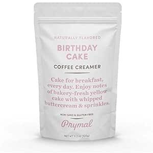 PRYMAL Keto Birthday Cake Coffee Creamer - Non Dairy, Sugar Free - Natural, Non Refrigerated Powder with MCT - 11.3oz Bag