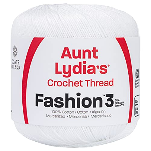 Coats Crochet 182-201 Aunt Lydia's Fashion Crochet, Cotton Size 3, White