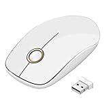 VicTsing 2.4G Slim Wireless Mouse with Nano Receiver, Noiseless and Silent Click with 1600 DPI for PC, Laptop, Tablet, Computer, and Mac, White and Golden