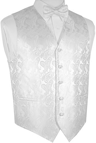 Brand Q Men's Paisley Dress Vest Bow Tie Set for Suit Tuxedo