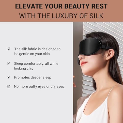 LaCourse 100% Grade 6A Mulberry Silk Sleep Eye Mask for Sleeping - Dual-Sided Natural Silk, Adjustable Strap, Breathable & Ultra-Soft, Gentle on Skin, Green-Flower