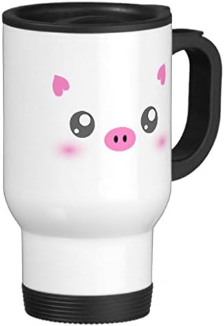 Yuiekim Cute Pig Face Kawaii Minimalism 14oz Travel Mug Coffee Mug