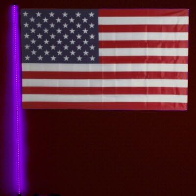 Safeglo Extra Heavy Duty 6 Foot Purple LED Whip Antenna For Sandrail, Dunebuggy, Atv, Polaris Rzr, Rhino, Teryx, Offroad Vehicle To Hold A 3 Foot By 5 Foot Flag