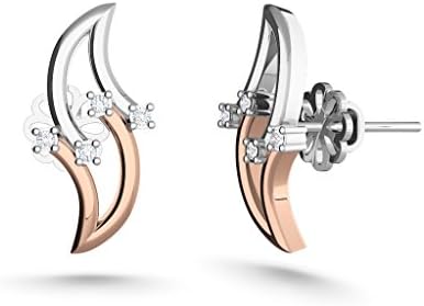 MEZZOTEK Women's 18K Stud Earrings (0.05 Carat, G-H Color, SI Clarity) White Rose - Gold