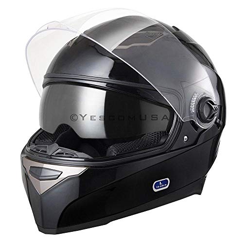 LeeMas Inc DOT Approved Motorcycle Full Face Helmet Double Visors ABS Air Vent Lightweight Motorbike Touring Sports (Size L)