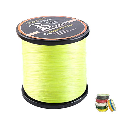LSHEL Geflochtene Angelschnur 8fach 1000m PE Super Starke Geflochtene Schnüre