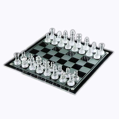 FJFJFJ Glass International Board Game Set Stereo Glass Pieces and Crystal Chessboard for Teen Adult Gifts Adult Puzzle Board Game, 3535cm