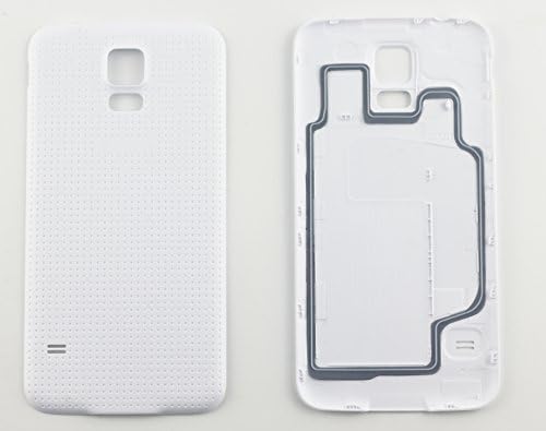 Nsiucion Samsung Galaxy S5 Battery Back Cover [with Rubber Seal Waterproof Gasket], Plain Housing Replacement Plastic Back Cover Case for Samsung Galaxy SV S5 i9600 G900 (White)
