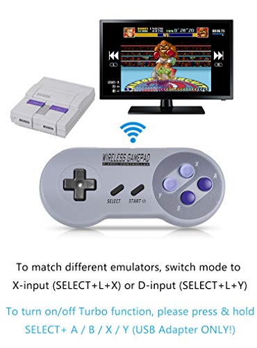 Zeato 2.4GHz Wireless Controller for SNES Classic Edition, Rechargeable SNES Mini Wireless Gamepad with Retro/USB Receiver for Super NES Classic Edition (2Pack)