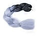 MSHAIR Ombre Jumbo Braiding Hair Extension Synthetic Kanekalon Fiber for Twist Braiding Hair Black Silver Gray Color 24 Inch 5 Pieces/lot