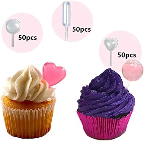 150pcs Plastic Cupcake Pipettes - Squeeze Transfer Pipettes Suitable for Cupcakes, Ice cream, Chocolate, Strawberries - 4ml for Jam/Juice/Chocolate cream