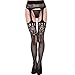 The victory of cupid Womens Fishnet Tights Suspender Pantyhose Thigh-High Stockings Black Waisted Pantyhose (one Size, 3-Pairs-03)