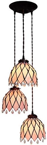 Tiffany Chandelier Three-Head Chandelier, European Retro Stained Glass, American Baroque Living Room Bedroom Hotel Handmade Lamps