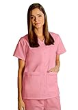 Adar Uniforms Discounted Comfy Snap Front V-Neck Short Sleeve Double Pocket Scrub Top