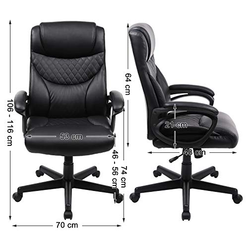 SONGMICS-Poltrona-Ergonomica-da-Ufficio-Poltrona-Direzionale-Girevole-a-360-Motivo-a-Rete-Mid-Back-Meccanismo-di-Reclinazione-PU-Nero-OBG23BK
