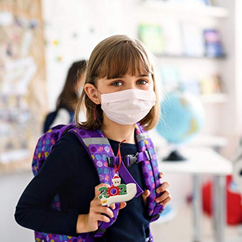 YueLife Personal Customized Christmas Tree Ornaments 2020 Quarantine Survivor Souvenirs Christmas Decoration Kit with Face Protection Device Family Creative Gifts (White, 4 Persons)