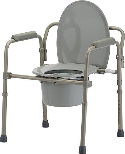 Commode by Caremax - Bedside Commode for Seniors, Handicap, Elderly - Portable, Lightweight, Folding 3 in 1 Medical Toilet Chair with Wide Seat - Most Liners will Fit
