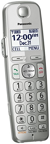 Panasonic Cordless Phone Handset Accessory Compatible with KX-TGE463S / KX-TGE474S / KX-TGE475S Series Cordless Phone Systems - KX-TGEA40S (Silver)