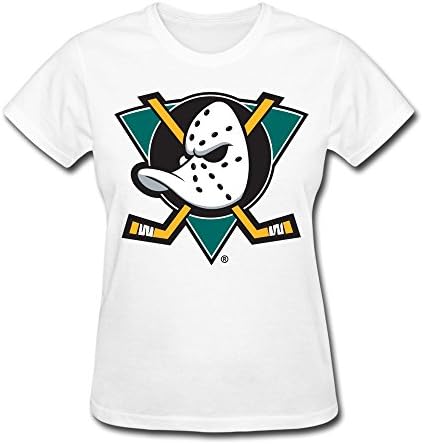 XiangXiangli Girls Mighty Ducks Of Anaheim Logo Crew Neck T-shirt XL White
