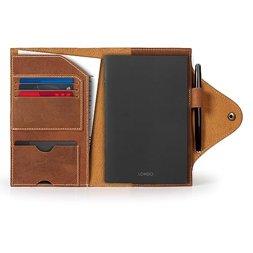 LONDO Genuine Leather Portfolio with Notepad and Snap Closure - Medium