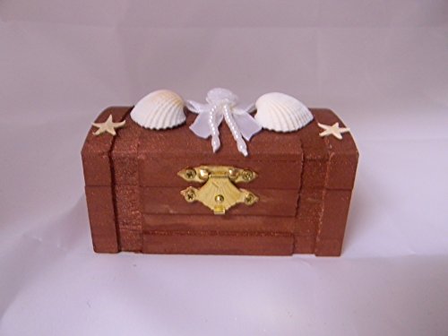 Wedding ceremony Ring bearer Box Hold Rings Beach Seashells Starfish Design - Thumbnail 3