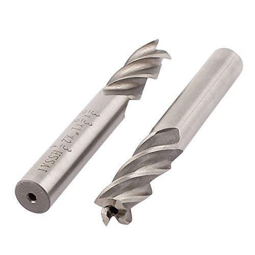 3/8 x 3/8 Inch HSSAL 4 Flutes Straight Shank End Mill Cutter Bits 2pcs