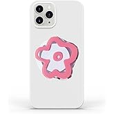 Phone Grip Compatible with Magsafe - Cute Flower Series Transparent Acrylic Collapsible Design Magnetic Phone Grip Include Magnetic Adapter Ring (Pink)