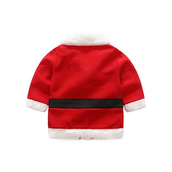 AIKSSOO 3Pcs Toddler Baby Christmas Outfit Set Santa Costume Belt Shirt+Pants Set Size 90(12-18M) (red) - Image 4