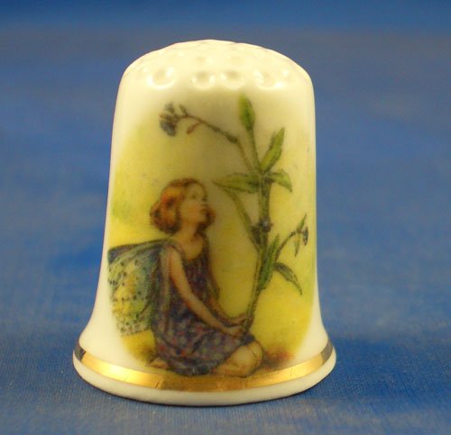Porcelain China Collectable Thimble - Forget me Not Fairy with Free Gift Box