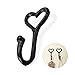 Janolia Wall Hook, Black Iron Love Heart Shape, Key Coat Hanger Home Decor (1 Piece)