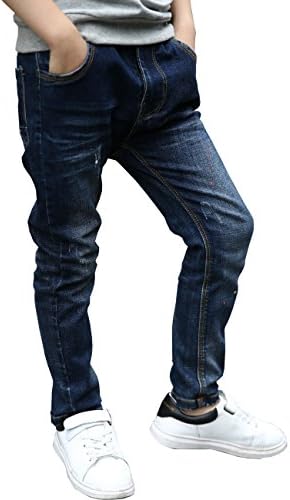 BYCR Boys’ Skinny Elastic Waist Denim Jeans Pull On Pants for Kids Age 4-16 Years