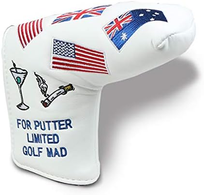 HAIYUE Golf Head Cover Putter USA UK FRA Flag Blade Club Headcovers PU Leather Embroidered Blade Fit All Brands Gift Accessories for Men Women