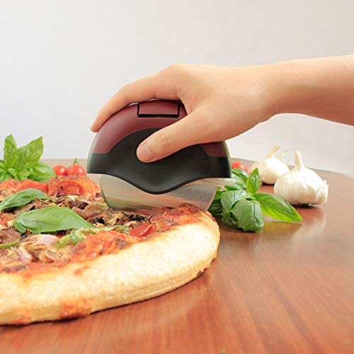 Pizza Wheel Cutter with Blade Guard - Sharp Aluminum Blade Pizza Cutter Wheel - Easy to Clean & Dishwasher Safe - Works on Pastry Dough, Raviolli, Zuccini, Pizza ...