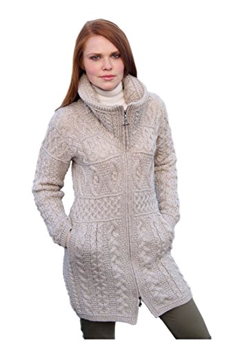Double Collar Aran Zipper Coat Parsnip (Medium)