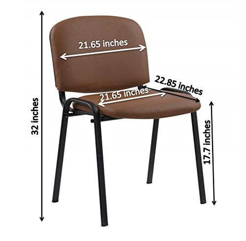 Modern STACKING CHAIRS in TAN/CAMEL PU Leather - for office, training, boardrooms, canteens, community centres and home. Sold in a (PACK of 4) chairs. - Thumbnail 5