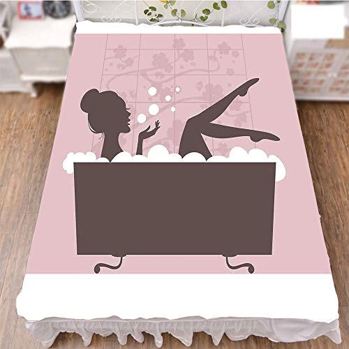 iPrint Bedding Bed Ruffle Skirt 3D Print,Bath Tub Spa Treatment Relaxing Concept Vintage,Fashion Personality Customization adds Color to Your Bedroom. by 94.5"x102.3"