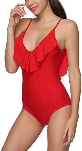 HOYEER Women's Sexy Swimwear One Piece Swimsuit Bikini High Cut Low Back Bathing Suits S-XXL (S(US 2-4), Red)