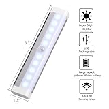 LEDGLE 0.6W Rechargeable Smart Cabinet Lights Portable Light Activated Lamps for Closets, Motion Sensor, 10 LED Beads, USB Charging, 120° Sensing Angle, 6000K, Long Sensing Range