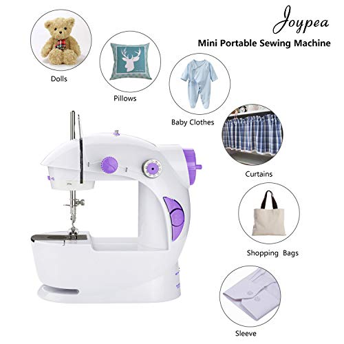 Joypea Mini Portable Sewing Machine with Extension Table,Adjustable Double Speed Crafting Mending Machine with Foot Pedal,for Household Kids Beginners - Thumbnail 6