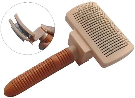 Petseeker Grooming Self Cleaning Slicker Brush for Short and Long Hair Cut Shedding Massage Stimulate Healthy Coats (Colors Sent at Random)