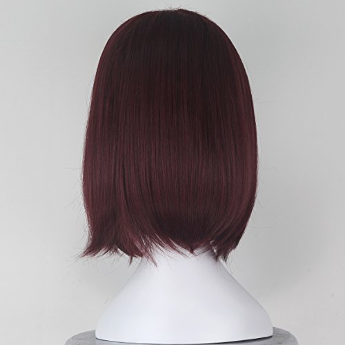 Women Short Wavy Burgundy Brown and White Strands Hair Cosplay Costume Wig C350 - Image 5