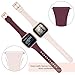 Tobfit Silicone Slim Bands Compatible for Fitbit Versa 2/Versa/Lite/SE, Narrow & Thin Sport Wristbands with Metal Buckle for Women/Men, Wine Red/Sand Pink, Small